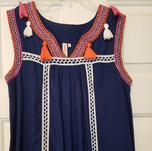 Junior Girls Boho tassel embroidered dress XS 16